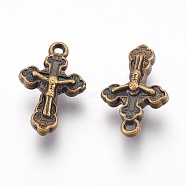 CCB Plastic Latin Cross Pendants, Antique Bronze, 23x15x5mm, Hole: 2mm(CCB-J030-46AB)