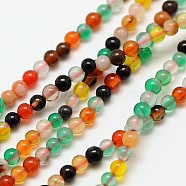 Natural Agate Round Bead Strands, Dyed, 2mm, Hole: 0.8mm, about 184pcs/strand, 16 inch(G-A130-2mm-K03)