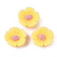 Opaque Resin Cabochons, Flower, Yellow, 21x20x9mm(CRES-S302-71B)
