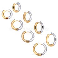 4 Pairs 4 Size Two Tone 304 Stainless Steel Hinged Hoop Earrings for Women, Golden & Stainless Steel Color, 6 Gauge, 17~23x18~24.5x4mm, Pin: 1mm, 1 Pair/style(EJEW-UN0002-20)