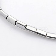 Electroplate Non-magnetic Synthetic Hematite Beads Strands, Tube, Platinum Plated, 5x3x2mm, Hole: 1mm, about 79pcs/strand, 15.7 inch(G-J220-08)