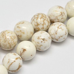 Round Natural Magnesite Beads Strands, Creamy White, 8mm, Hole: 1mm, about 48pcs/strand, 15.7 inch(X-G-M138-42-A)