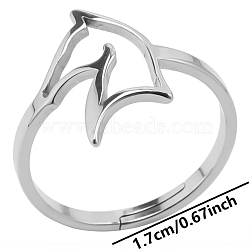 Non-Tarnish 304 Stainless Steel Adjustable Ring, Hollow Horse Head, Stainless Steel Color, Inner Diameter: 17mm(PW-WG80088-01)