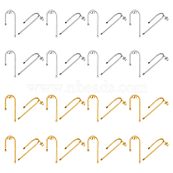 16 Pairs 2 Colors 304 Stainless Steel Arch Stud Earring Findings, with Horizontal Loops & Ear Nuts/Earring Backs, Golden & Stainless Steel Color, 37x15x1.5mm, Hole: 1.5mm, Pin: 0.8mm, 8 Pair/color(STAS-UN0047-91)