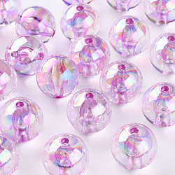Transparent Acrylic Beads, AB Color Plated, Round, Violet, 20x19mm, Hole: 3mm, about 111pcs/500g(MACR-S370-B20mm-739)