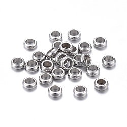 201 Stainless Steel Spacer Beads, Column, Stainless Steel Color, 3.5x1mm, Hole: 2mm(STAS-K200-07P-D)