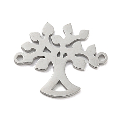 304 Stainless Steel Connector Charms, Tree, Stainless Steel Color, 16x18.5x1mm, Hole: 1.2mm(STAS-P344-04P)