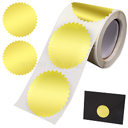 Paper Self-Adhesive Serrated Edge Awards Blank Stickers, for Embosser Stamp Sealing Blank Certificate Stickers, Gold, 50x50mm, about 250pcs/roll(DIY-WH0504-151A)