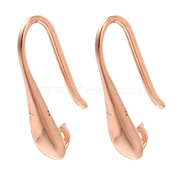 Rack Plating Brass Earring Hooks, Cadmium Free & Lead Free, Long-Lasting Plated, Rose Gold, 18x4mm, Hole: 1.6mm, Pin: 0.6mm(KK-C081-06RG)