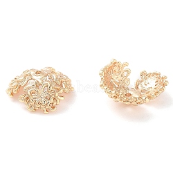 Brass Bead Caps, Flower, Real 18K Gold Plated, 12.5x12x4.5mm, Hole: 0.9mm(KK-U028-04G)