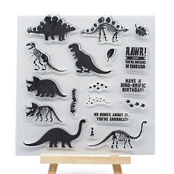 Dinosaur Plastic Stamps, for DIY Scrapbooking, Photo Album Decorative, Cards Making, Clear, 140x140mm(SCRA-PW0016-134)