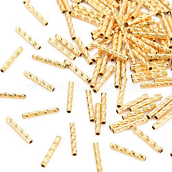 Rack Plating Brass Beads, Nickel Free, Tube, Real 18K Gold Plated, 10x1.5mm, Hole: 1mm(KK-N233-205)