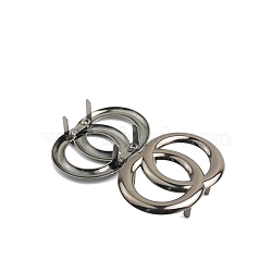 Ring Shape Alloy Decorative Buckles, Bag Decorations, Gunmetal, 3.6x5.2cm(PW-WG23700-03)
