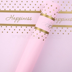 20 Sheets Word Happiness Waterproof Plastic Gift Wrapping Paper, Square, Folded Flower Bouquet Wrapping Paper Decoration, Pearl Pink, 570x570mm(PAAG-PW0001-026I)