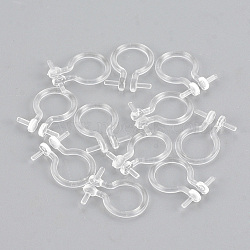 Plastic Clip-on Earring Findings, For Non-pierced Ears, Clear, 11x8x1mm, Pin: 1mm(KY-S155-04)