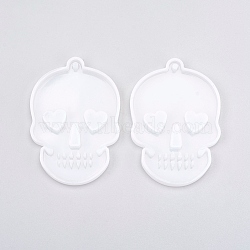 DIY Silicone Hangtag Molds, Resin Casting Molds, for UV Resin, Epoxy Resin Pendant Jewelry Making, Skull, White, 80x55x8mm, Hole: 3mm(DIY-WH0166-31)