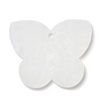 Acrylic Pendants, Imitation Gemstone Style, for DIY Making Keychain, Butterfly, White, 49x40.5x2mm, Hole: 3mm