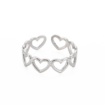 304 Stainless Steel Open Heart Wrap Cuff Ring for Women, Stainless Steel Color, US Size 9 3/4(19.5mm)