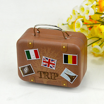 Mini Iron Suitcases, Miniature Vintage Luggage, Dollhouse Decorations, Rectangle, Sandy Brown, 75x55x35mm