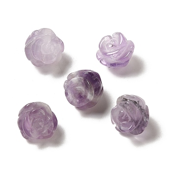 Natural Amethyst Carved Flower Beads, Rose, 8.5~10x10x10.5mm, Hole: 1mm
