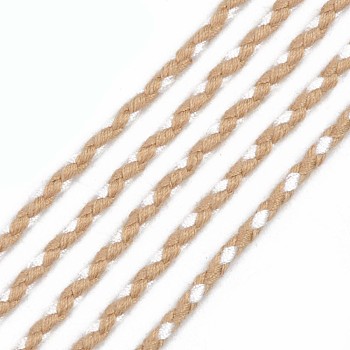 Polyester Braided Cords, Navajo White, 2mm, about 100yard/bundle(91.44m/bundle)