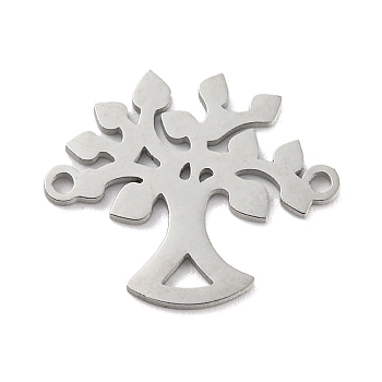 304 Stainless Steel Connector Charms, Tree, Stainless Steel Color, 16x18.5x1mm, Hole: 1.2mm