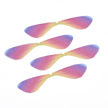 Polyester Fabric Wings Crafts Decoration, for DIY Jewelry Crafts Earring Necklace Hair Clip Decoration, Dragonfly Wing, Colorful, 87x19mm, Hole: 0.6mm