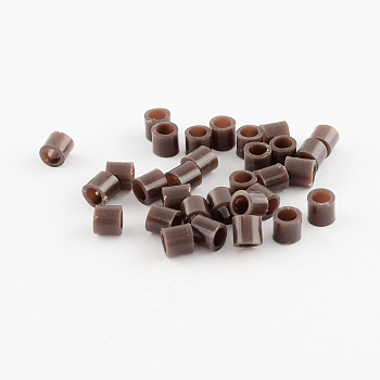 PE Fuse Beads, DIY Melty Beads, Tube, Coconut Brown, 5x5mm, Hole: 3mm