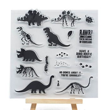 Dinosaur Plastic Stamps, for DIY Scrapbooking, Photo Album Decorative, Cards Making, Clear, 140x140mm