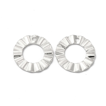 304 Stainless Steel Pendants, Round Ring Charm, Stainless Steel Color, 18x3mm, Hole: 1.8mm