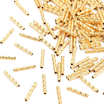 Rack Plating Brass Beads, Nickel Free, Tube, Real 18K Gold Plated, 10x1.5mm, Hole: 1mm