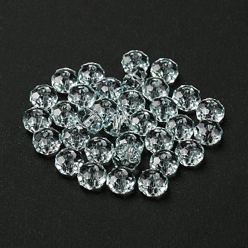 Transparent Glass Beads, Faceted, Rondelle, Light Azore, 6x4mm, Hole: 1.2mm