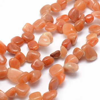 Natural Red Aventurine Beads Strands, Tumbled Stone, Nuggets, 11~22x8~11x4~10mm, Hole: 1mm, 15.3 inch