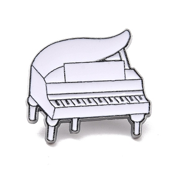 Piano Enamel Pin, Musical Instruments Alloy Badge for Backpack Clothes, Gunmetal, White, 23x26x1.5mm