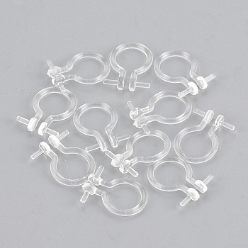 Plastic Clip-on Earring Findings, For Non-pierced Ears, Clear, 11x8x1mm, Pin: 1mm