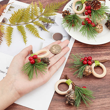 Рождественская тема деревянные кольца для салфеток(AJEW-WH0261-90)-3