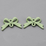 Spray Painted Alloy Connector Charms, Bowknot Links, Pale Green, 12x20x4mm, Hole: 1.6mm(FIND-TAC0028-11D)