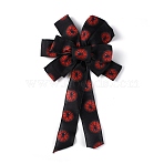 Spider Pattern Ployester Bowknot Display Decoration, with Twist Tie, for Halloween, Black, 510x305x26mm(AJEW-WH0285-53)
