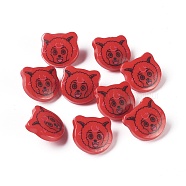 Acrylic Shank Buttons, 1-Hole, Dyed, Sheep, Dark Red, 18x17x4mm, Hole: 4mm(X-BUTT-E005-B-04)
