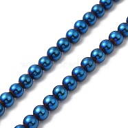 Electroplate Synthetic Non-magnetic Hematite Beads Strands, Round, Blue Plated, 4.5~5mm, Hole: 0.8mm, about 86~87pcs/strand, 17.01~17.32''(43.2~44cm)(G-E602-04B)