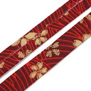 Polyester Ribbons, Garment Accessories, Red, Flower Pattern, 3/8 inch(10.5mm), 5 Yards/roll.(OCOR-WH0079-44A)
