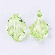 Transparent Acrylic Pendants, Leaf, Light Green, 24x15x5mm, Hole: 1.5mm, about 660pcs/500g(TACR-470-31)