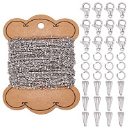 DIY Chain Necklaces Making Kits, Including 304 Stainless Steel Cable Chains & Lobster Claw Clasps & Open Jump Rings & Snap on Bails, Stainless Steel Color(DIY-SC0020-81)