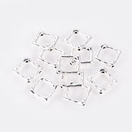 Tibetan Style Alloy Bead Frame, Rhombus, Lead Free and Cadmium Free, Antique Silver, 16x16x2mm, Hole: 1mm(LFH10283Y)