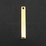 201 Stainless Steel Pendants, Laser Cut, Bar/Rectangle, Real 18K Gold Plated, 30x4x1mm, Hole: 1.6mm(STAS-N090-LA142-30)