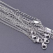 304 Stainless Steel Cable Chain Necklace, Stainless Steel Color, 15.75 inch(40cm), Wide: 2mm(PW-WG97747-05)