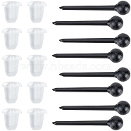 500Pcs Eco-Friendly Plastic Stud Earring Findings, Ball Head Pin, with 500Pcs Ear Nut, Black, 15x3mm, Pin: 0.95mm(KY-SP0001-01B)