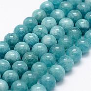 Natural White Jade Imitation Amazonite Beads Strands, Round, Dyed, 6mm, Hole: 1mm, about 64pcs/strand, 15.1 inch(G-F364-16-6mm)