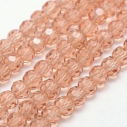 Glass Beads Strands, Faceted(32 Facets), Round, Light Salmon, 6mm, Hole: 1.2mm, about 88~91pcs/strand, 19.49 inch~20.08 inch(49.5~51cm)(X-EGLA-J042-6mm-23)