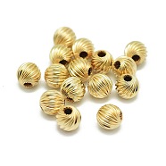 Yellow Gold Filled Corrugated Beads, 1/20 14K Gold Filled, Cadmium Free & Nickel Free & Lead Free, Round, 5x4.4mm, Hole: 1.4mm(KK-L183-034B)